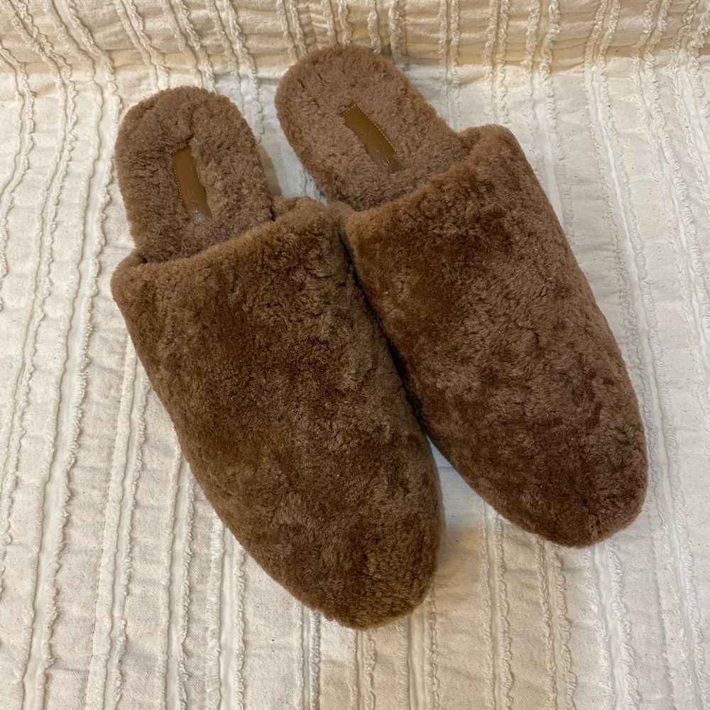 Vince Gaia Sherling Lamb Fur Mules Women Size 8